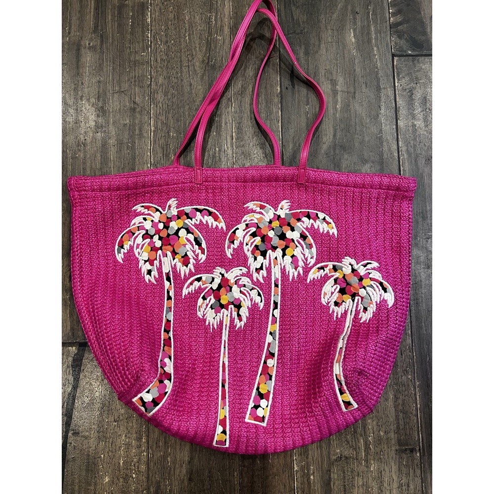 Vera Bradley Beach Bag Tote With‎ Leather Handle Straps With Palm Trees
